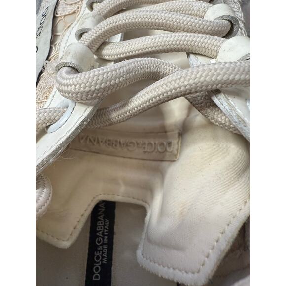 Dolce & Gabbana Lace Sneakers Beige Floral Made in Italy Women’s Size 40 - Picture 16 of 16